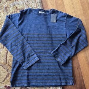 Buck Mason - Indigo Engineer Stripe Breton Deck Tee - NWT - Navy - Size Small